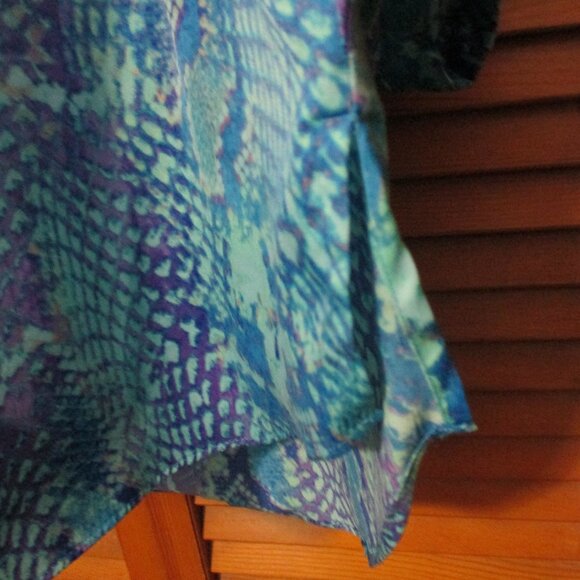 Jennifer Lopez top silky look blues, flowy & feminine, blousy sleeves size XL - Picture 7 of 9